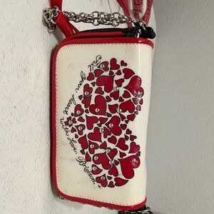 Brighton Red and White Heart Clutch